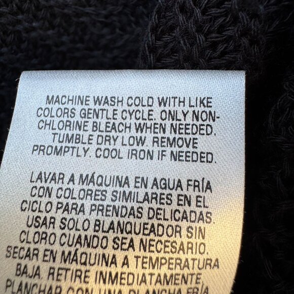 Laura Scott Vintage Womens Open Front Black Open Knit Boho Cardigan Sweater XL - Picture 7 of 9